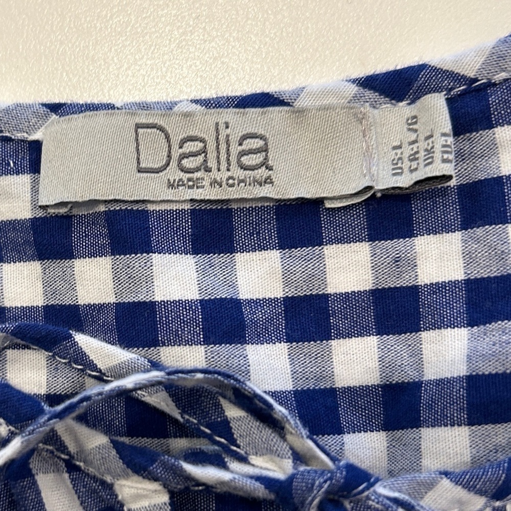 Dalia Sleeveless Cotton Blouse Size Large Blue & White Checks - Picture 5 of 8